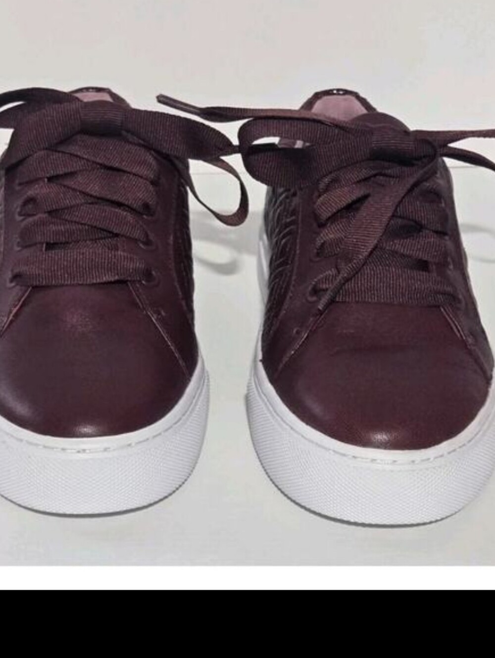 Tory Burch Marion Quilted Leather Shoes Burgundy Ribbon Shoes Women 5.5 Casual